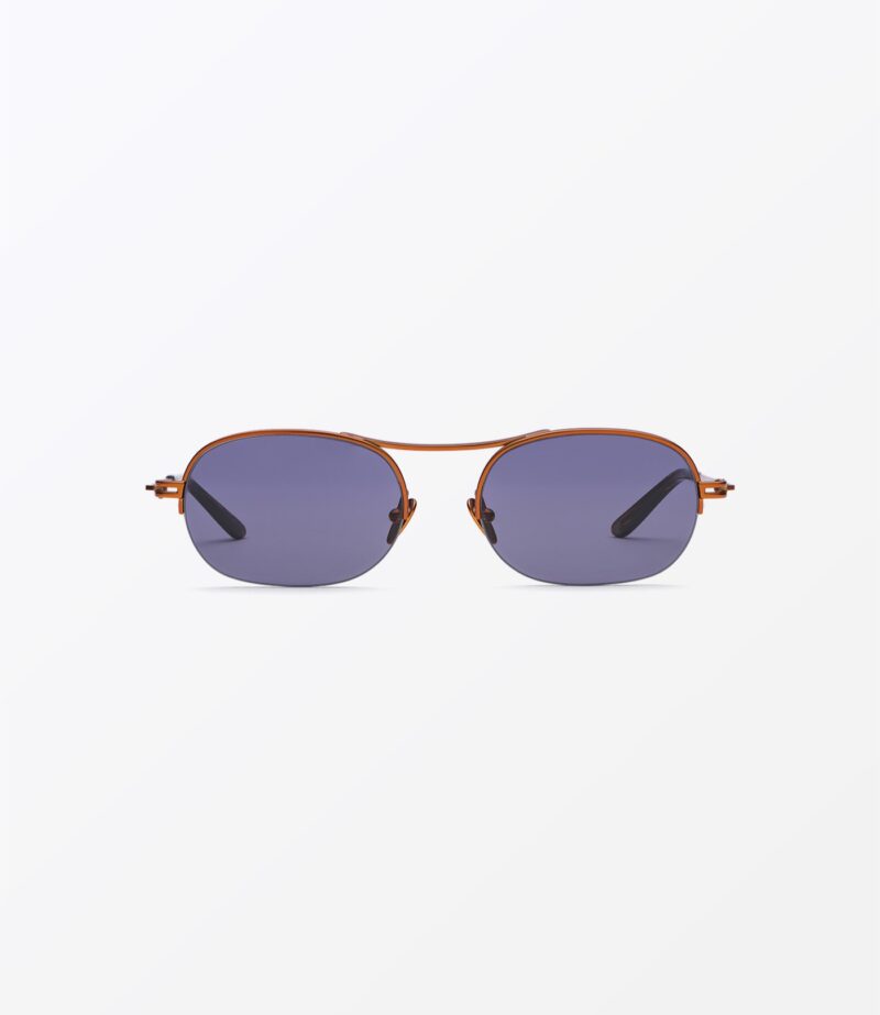 welcome-eyewear-c18s3-dice-matte-orange-metal-solid-dark-blue-lenses-front-view
